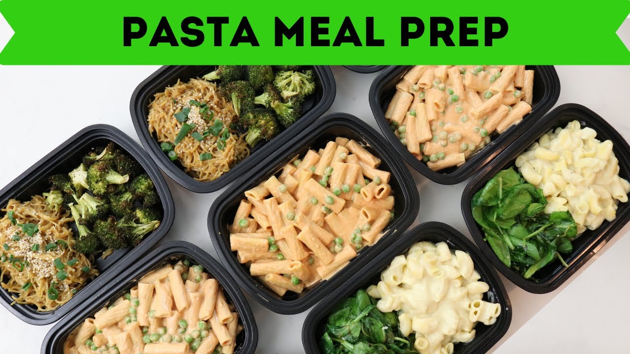 Vegan Pasta Meal Prep 4 Ways - Alfredo Sauce, Vodka Sauce, Sesame Noodles