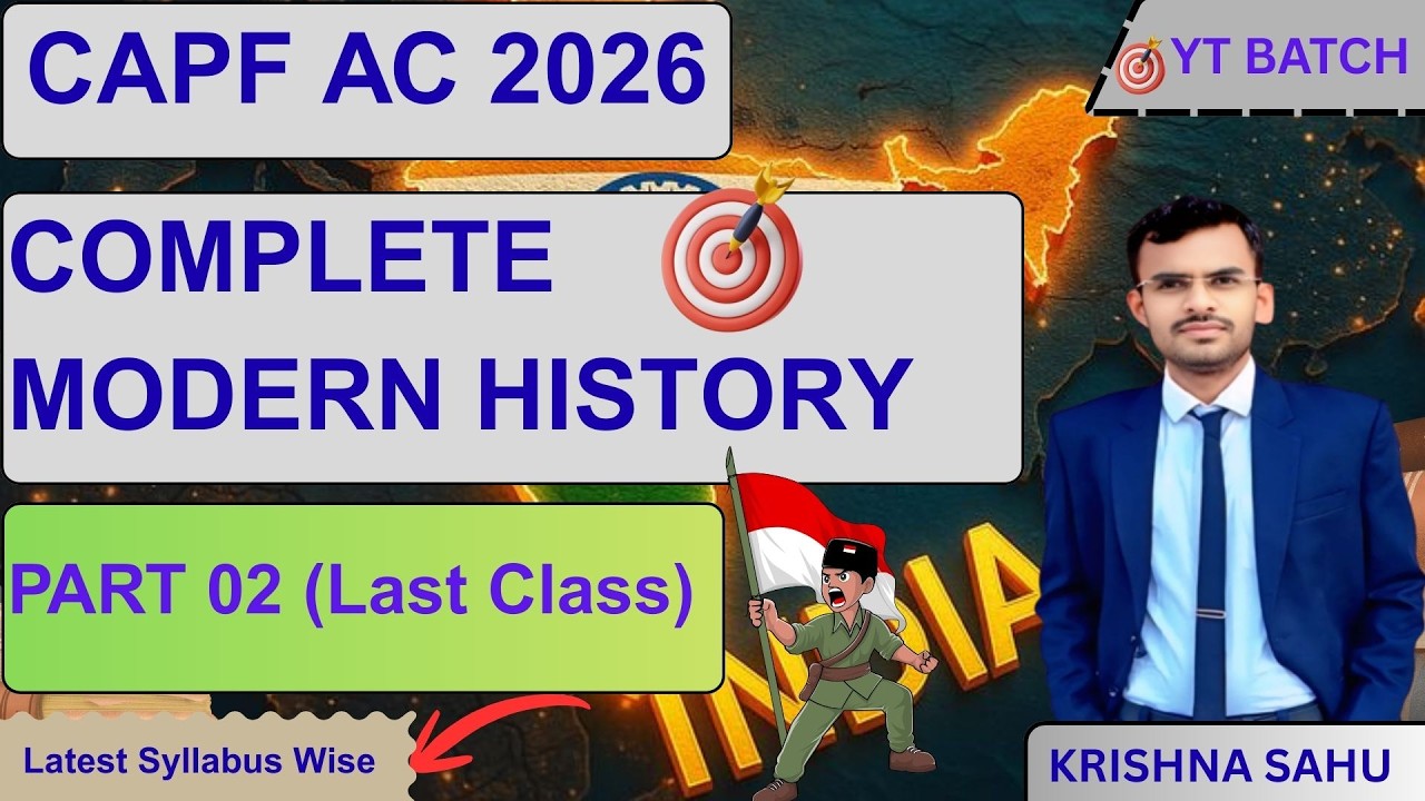 Complete Modern History for CAPF AC 2026 ll Part 02 (Last Class) ll  Exam Oriented & Detailed ll