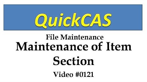 0121 File Maintenance - Maintenance of Item Section