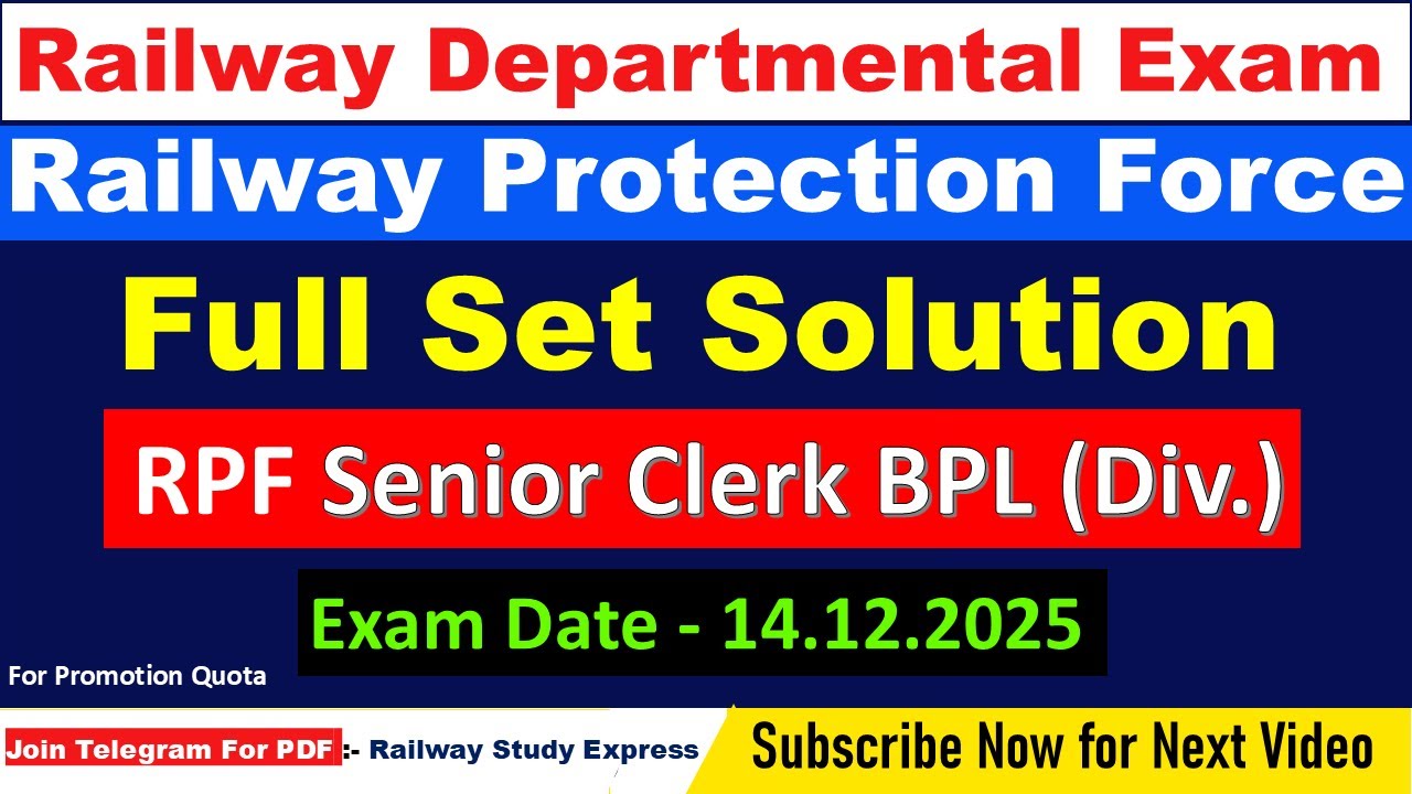 RPF SR. CLERK - 2025 BHOPAL (DIV.) | Railway Departmental Exam | LDCE | CCTS | Rajbhasha Q & A 