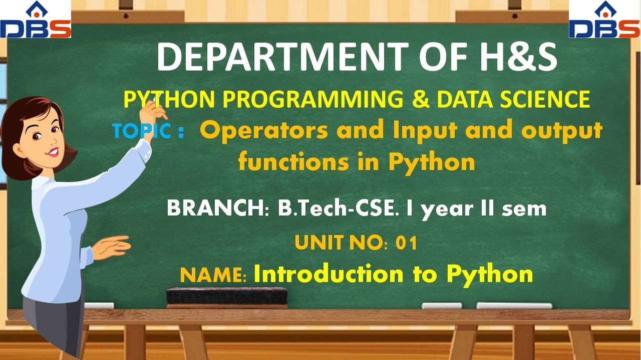 Operators | Input And Output Functions In Python | Python Programming ...