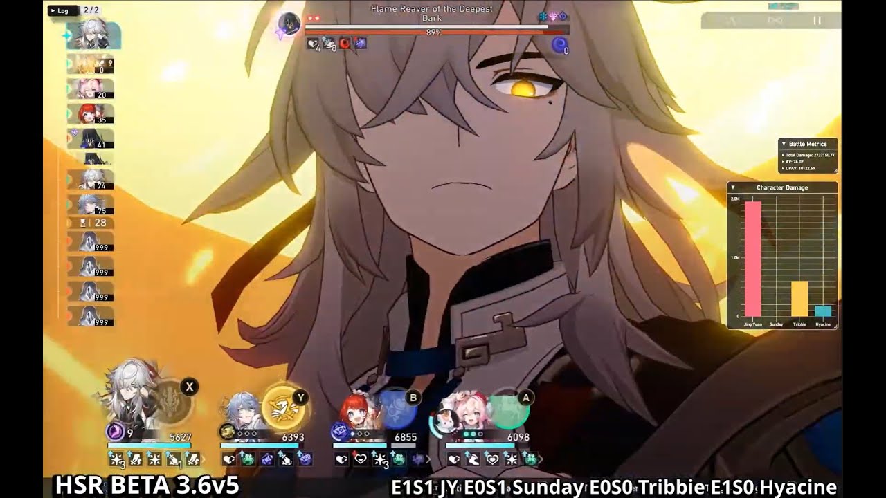 [3.6 MoC] E1S1 Jingyuan E0S1 Sunday E0S0 Tribbie E1S0 Hyacine | Honkai Star Rail