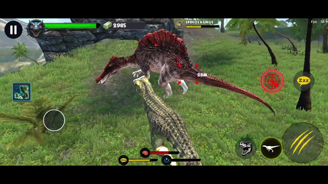 Jurassic Clash: Primal Dino Sim -: t-rex vs spinosaurus fight battle dinosaur! ( wait for end 🦖)