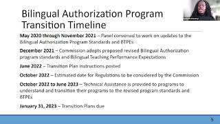 Bilingual Authorization Program Standards Transition Planning Technical Assistance Webinar