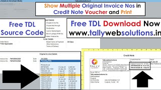 (Download Free TDL Source Code) Show CN Multiple Original Invoice Nos in Credit Note Voucher & Print