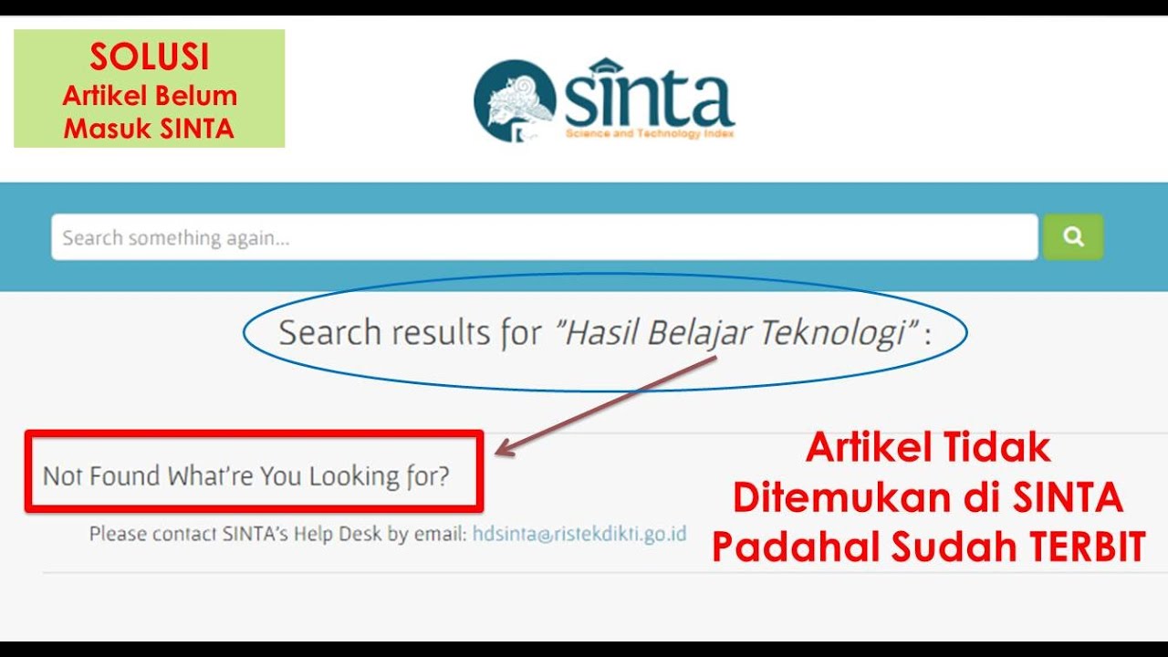 Cara Perbaiki Artikel Tidak Ditemukan di SINTA