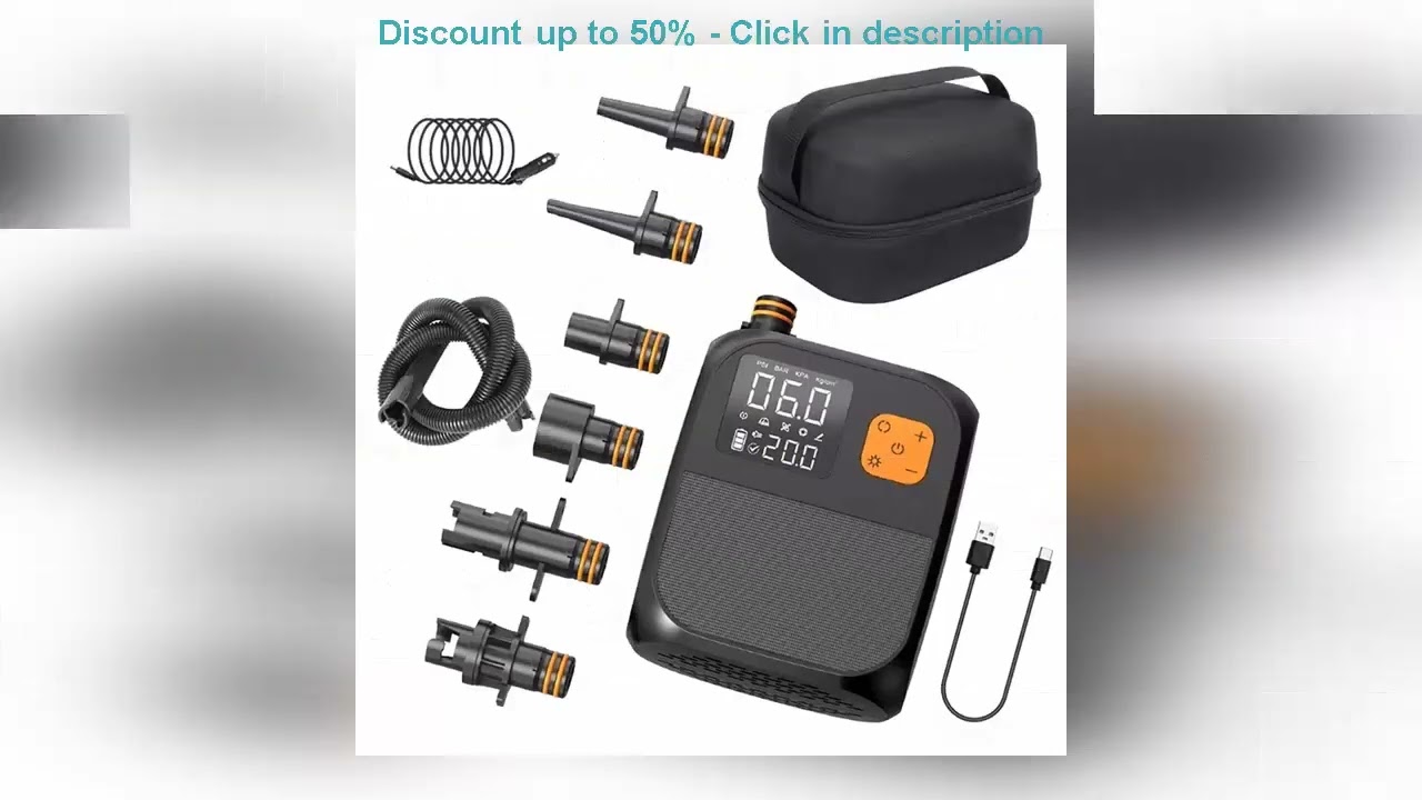 Electric paddleboard Pump Rechargeable 20PSI SUP Pump Dual-Stage Inflation Portable Electric Pum