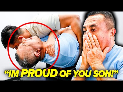 I 'CRACKED' MY DAD & MADE HIM CRY! 😭 | Asmr Chiropractic Back Pain Relief Exercise | Dr Liu