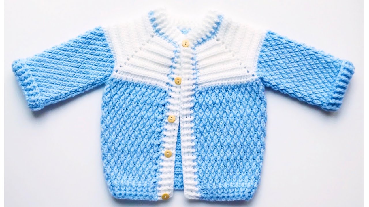 How to crochet easy baby sweater, crochet jacket, crochet cardigan for ...