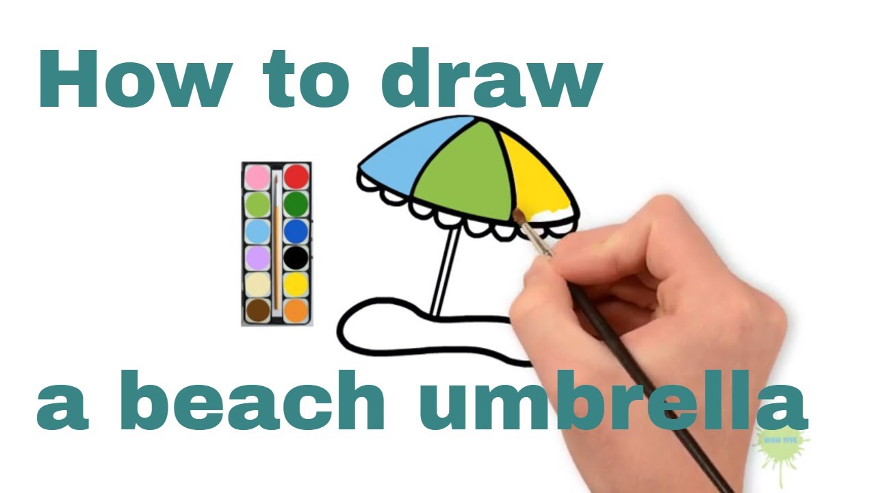 how to draw beach umbrella kids drawing and coloring page