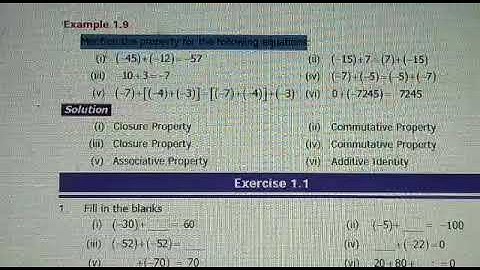 Ex 1.9) Mention the property for the following equations