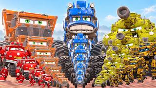 All Size Small To Concrete Mixer Monster Truck School Bus Fire Truck Mcqueen in Maze EP 21 screenshot 5