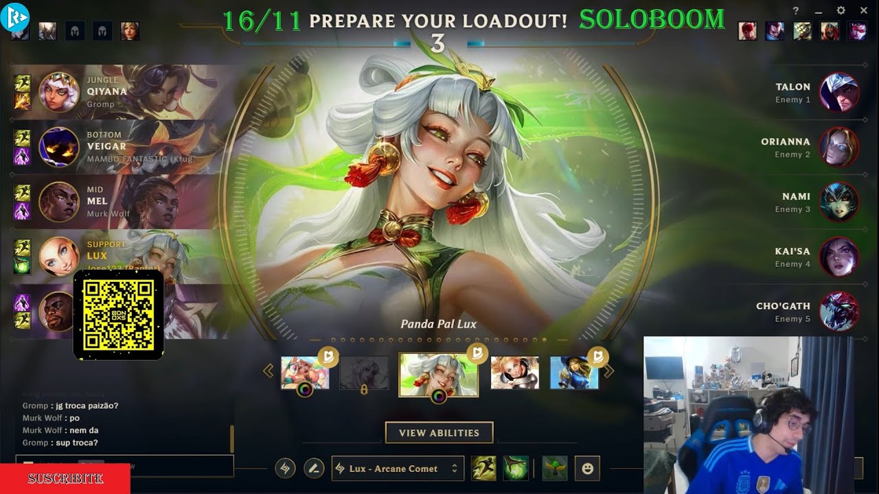 Josedeodo "SoloBoom" "Lux" Server "BR" Full Game Elo "Diamond IV" 86 LP