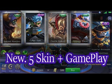 New 5 Skins (GUSION STARLIGHT, EPIC AKAI, GROCK, JOHNSON, MINOTAUR) - Mobile legend - Indonesia @DeltaGamingID