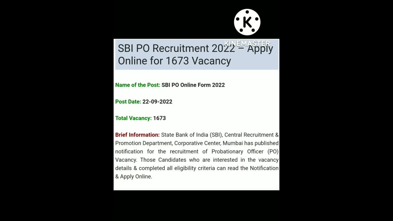 SBI PO Recruitment 2022 – Apply Online for 1673SBI PO Online Form 2022 