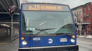 2022 Nova LFS Diesel “Conehead” 8858 Bx19 to Riverbank Park at 145th Street/St. Nich Ave