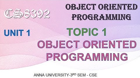 CS8392 - OBJECT ORIENTED PROGRAMMING - UNIT 1 - TOPIC 1 OBJECT ORIENTED PROGRAMMING  BY ABISHA