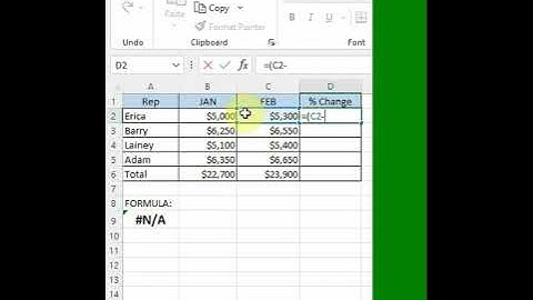 Calculate percentage change in Excel.