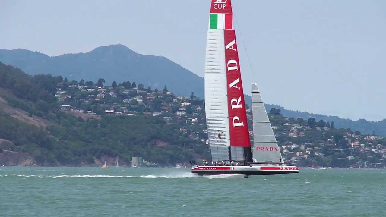 Hydrofoiling jibe done by the AC72 boats at the Louis Vuitton Cup YouTube