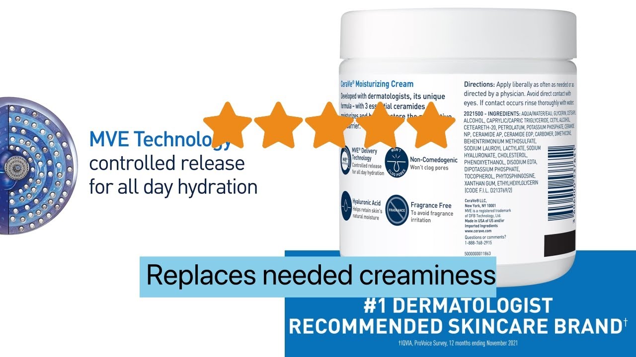 CeraVe Moisturizing Cream Body and Face Moisturizer for Dry Skin