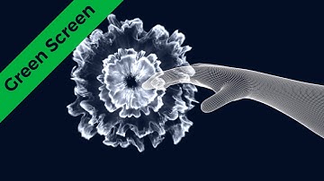 Green Screen : Wireframe Hand touching Vortex - For HUD and AI