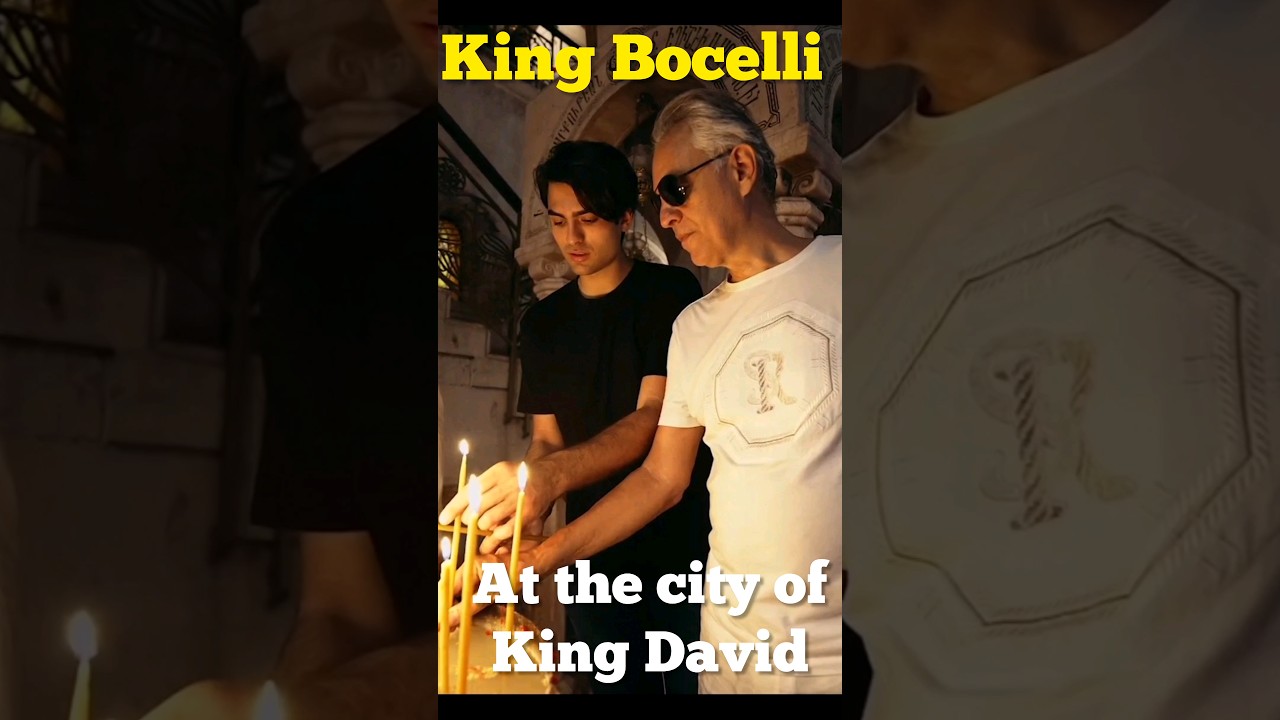 Andrea Bocelli with Wife and kids HISTORICAL visit at the Holly Tample in  Jerusalem 