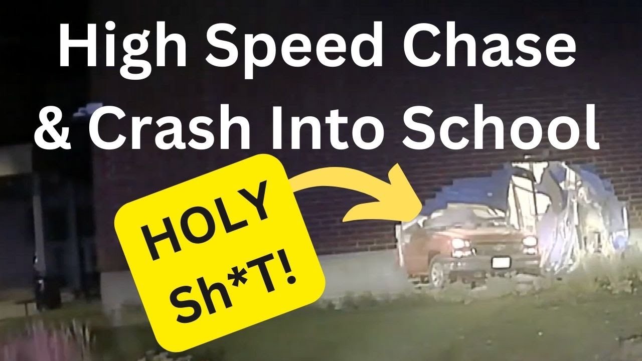 Dash Cam - High Speed Chase Ends When Truck Crashes Through Brick Wall ...
