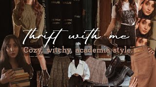 thrift shopping & try-on haul // cozy, witchy, academia vibes 🌙