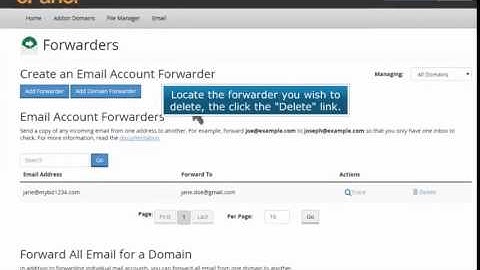 How to delete an email forwarder in cPanel