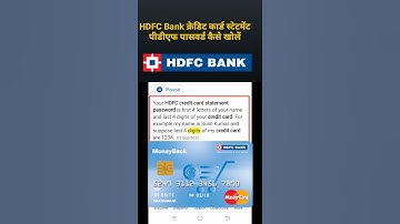 how to open hdfc bank credit card statement pdf password #Shorts