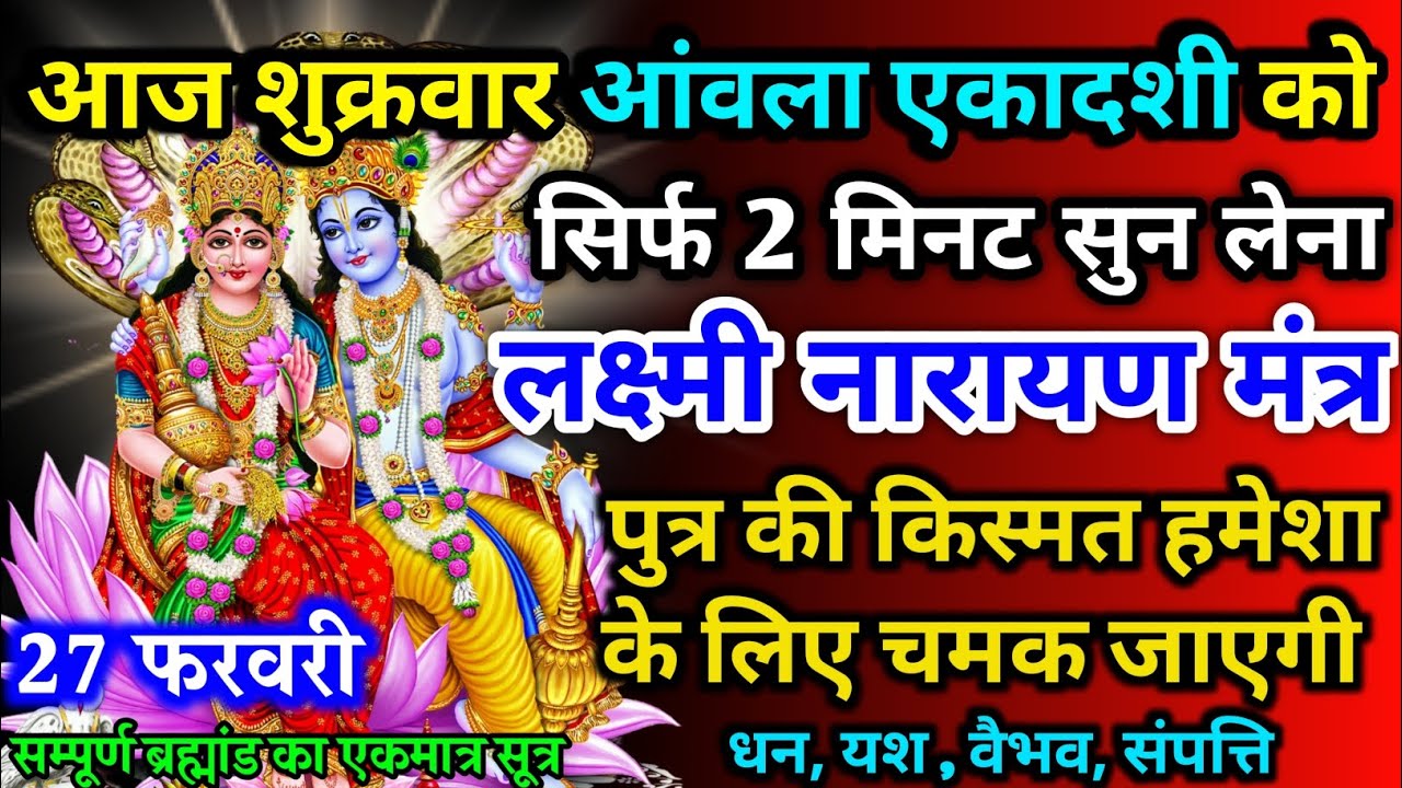 आज शुक्रवार आंवला एकादशी को लक्ष्मी नारायण मंत्र 52 सैकेंड सुन लो इतना पैसा आएगा गिनती भूल जाओगे