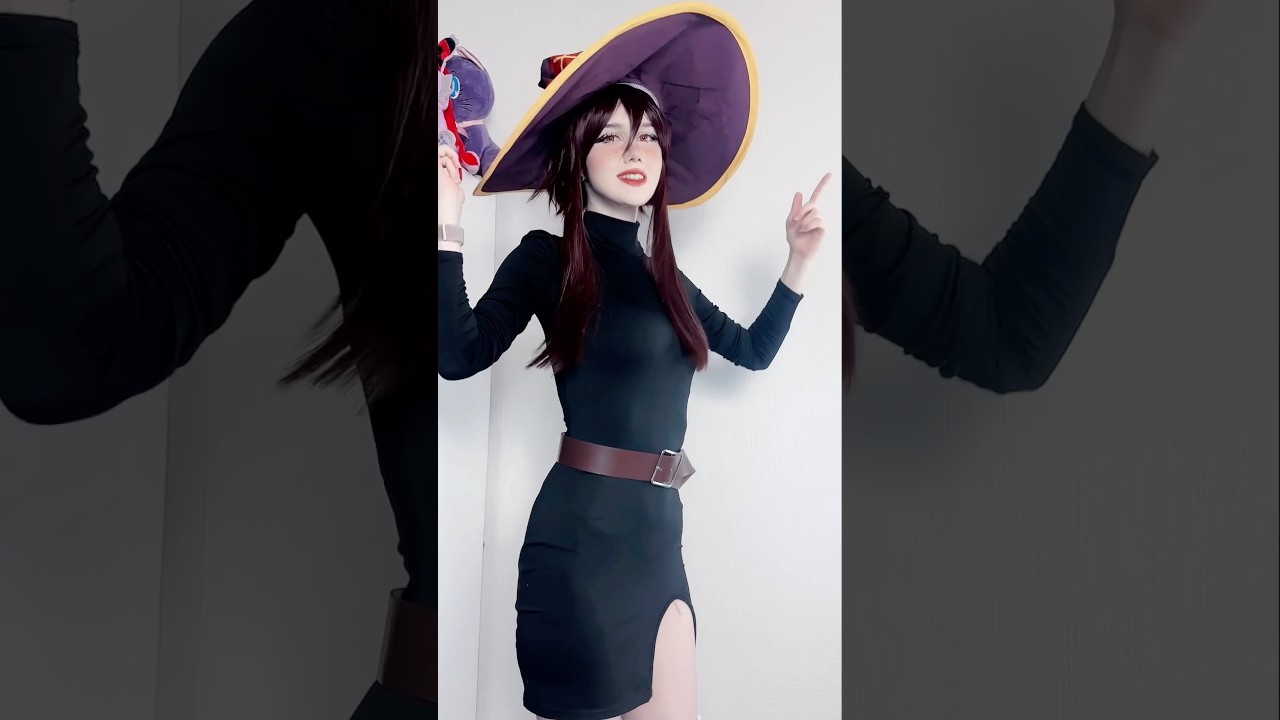 With hat or without is better? #cosplay #anime #cosplayer #konosuba #megumin