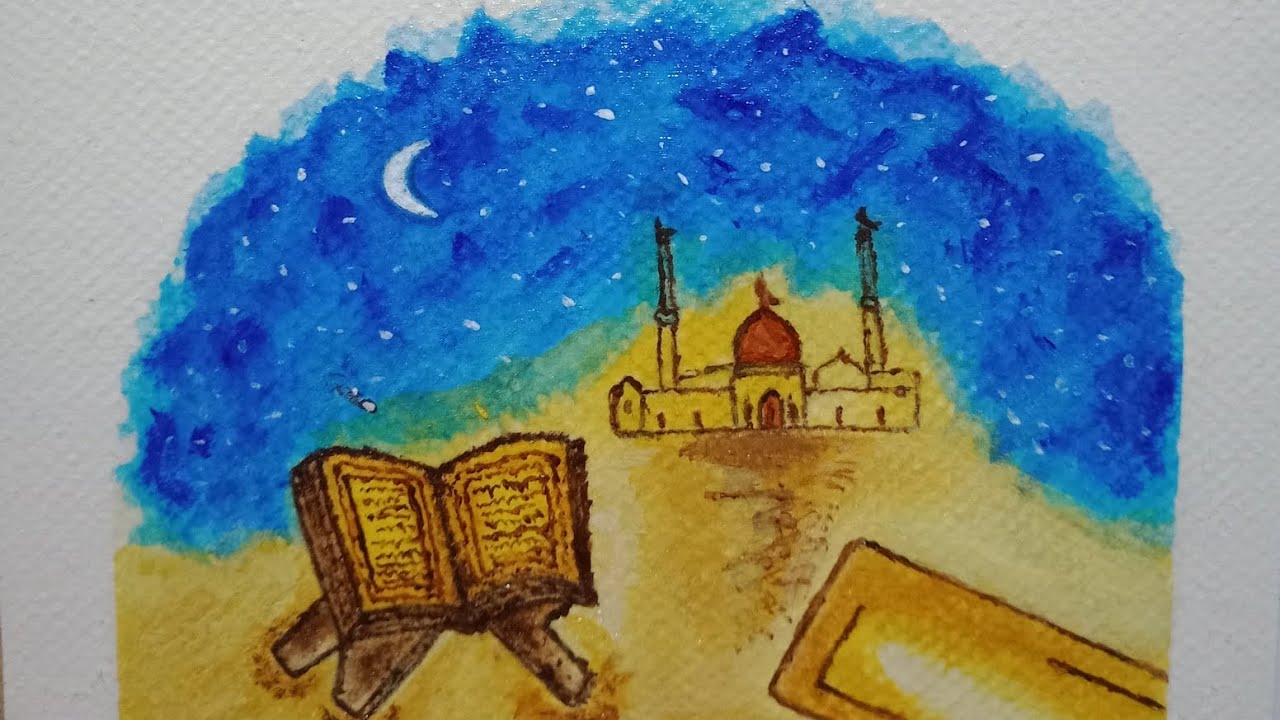 Ramadan Mubarak🌙🌌🕌 simple and aesthetic painting ideas for beginners🌸 #art#painting#acrylic