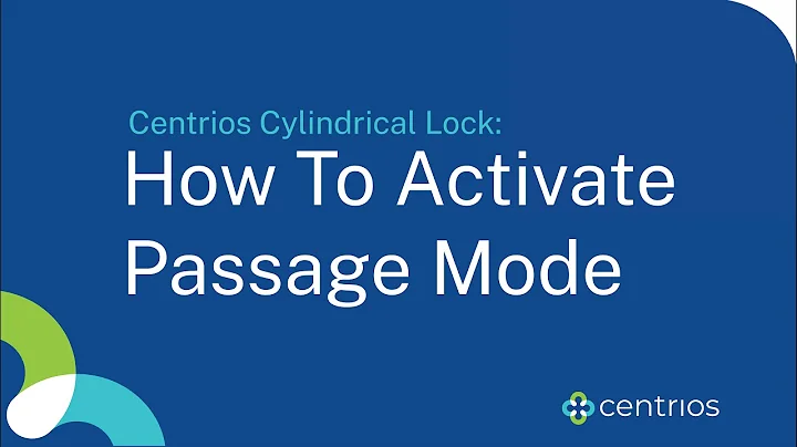 Centrios Cylindrical Lock - How To Activate Passage Mode