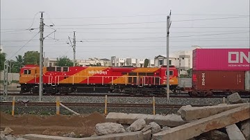 Gandhidham WDG4G with Double Stack Freight Train.