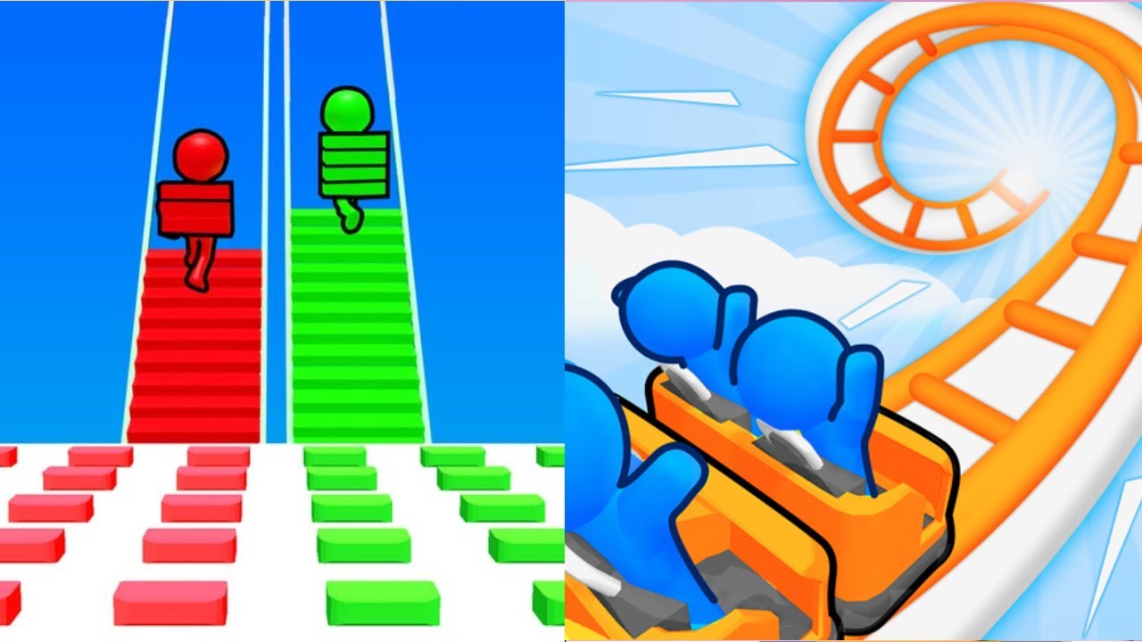 Bridge Race VS Runner Coaster - MAX LEVEL Gameplay Walkthrough Mobile Game (Android,iOS) Ep 1