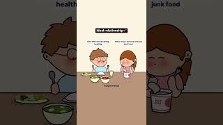POV: Healthy Boyfriend vs Junk Food Girlfriend 🥦🍟 #ldr #shorts #gugguandguggi #couplegoals #love