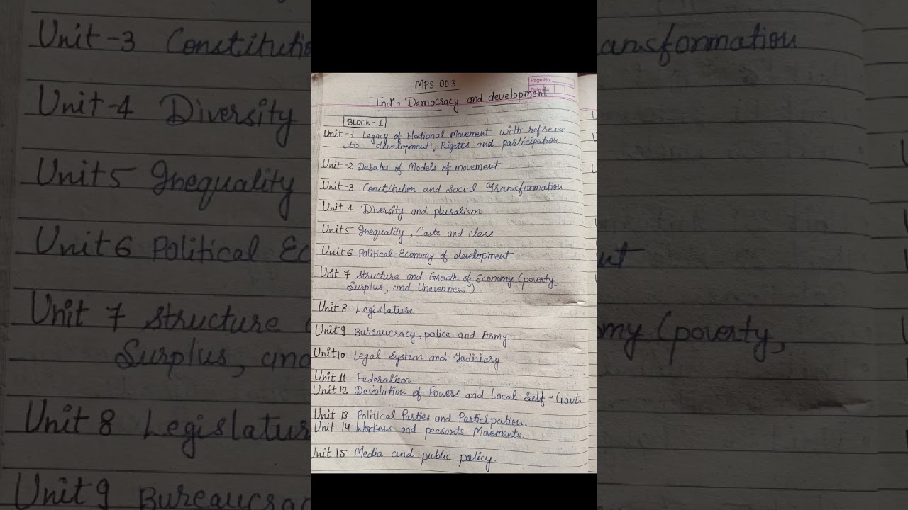 MPS 003 Democracy & Development syllabus || 