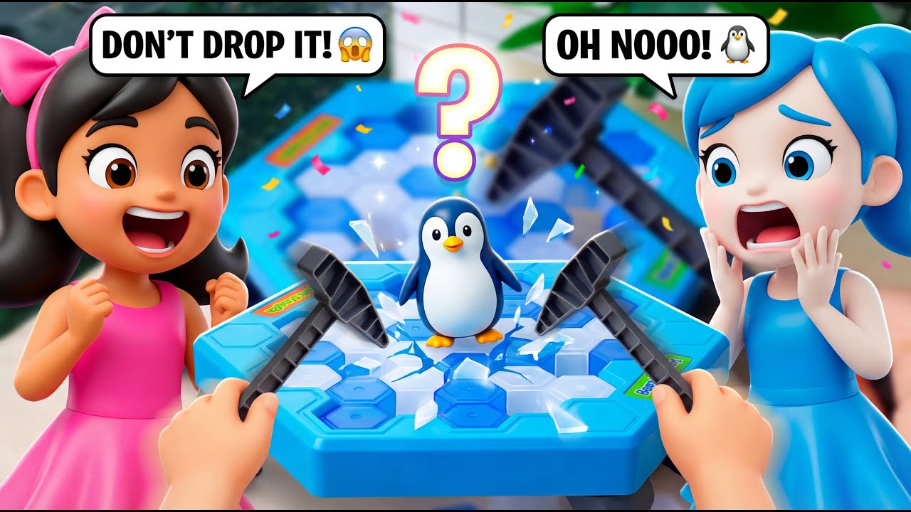Penguin Trap Game Challenge 🐧 | Pink vs Blue | Family Fun Vlog