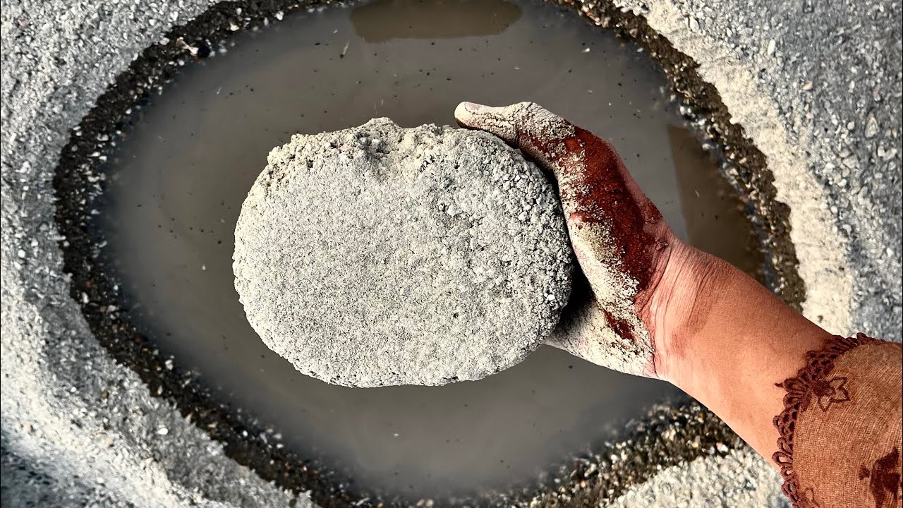 ASMR | New Water Pool crumbling and dipping video of Sandcement stonecrush for Water Lovers