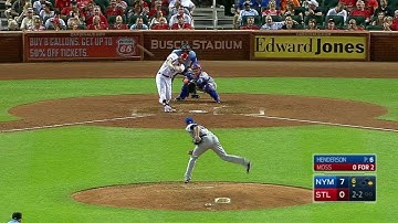 NYM@STL: Moss lines a two-run homer off the foul pole