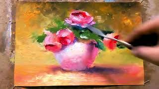 still oil simple painting roses