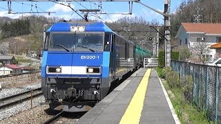 【EH200形】JR篠ノ井線 坂北駅を貨物列車通過