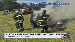 Crews respond to hay fire in Maury County
