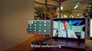 RIITEK 14” Portable Tri Screen Monitor 2 Screen Laptop Setup for Maximum Productivity (Double Cable)