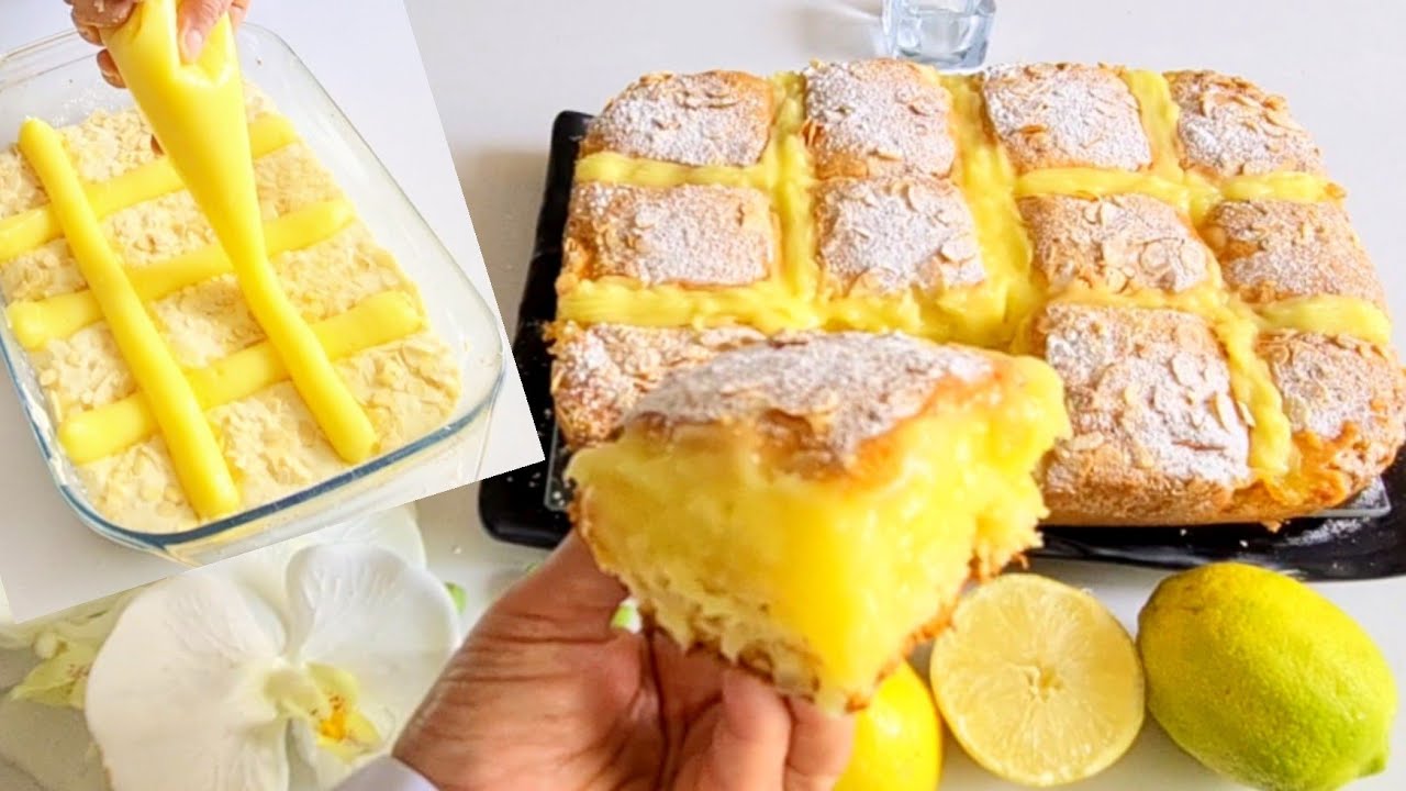 قمة اللذة والانتعاش .لعشاق الكيك 🍋 كيك اسفنجي مكسي بكريمة الحامض  cake au citron 🍋