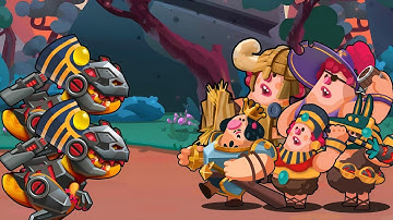 T-Rex Jr vs All Giant Bosses - Dino Bash 2 Travel Through Time