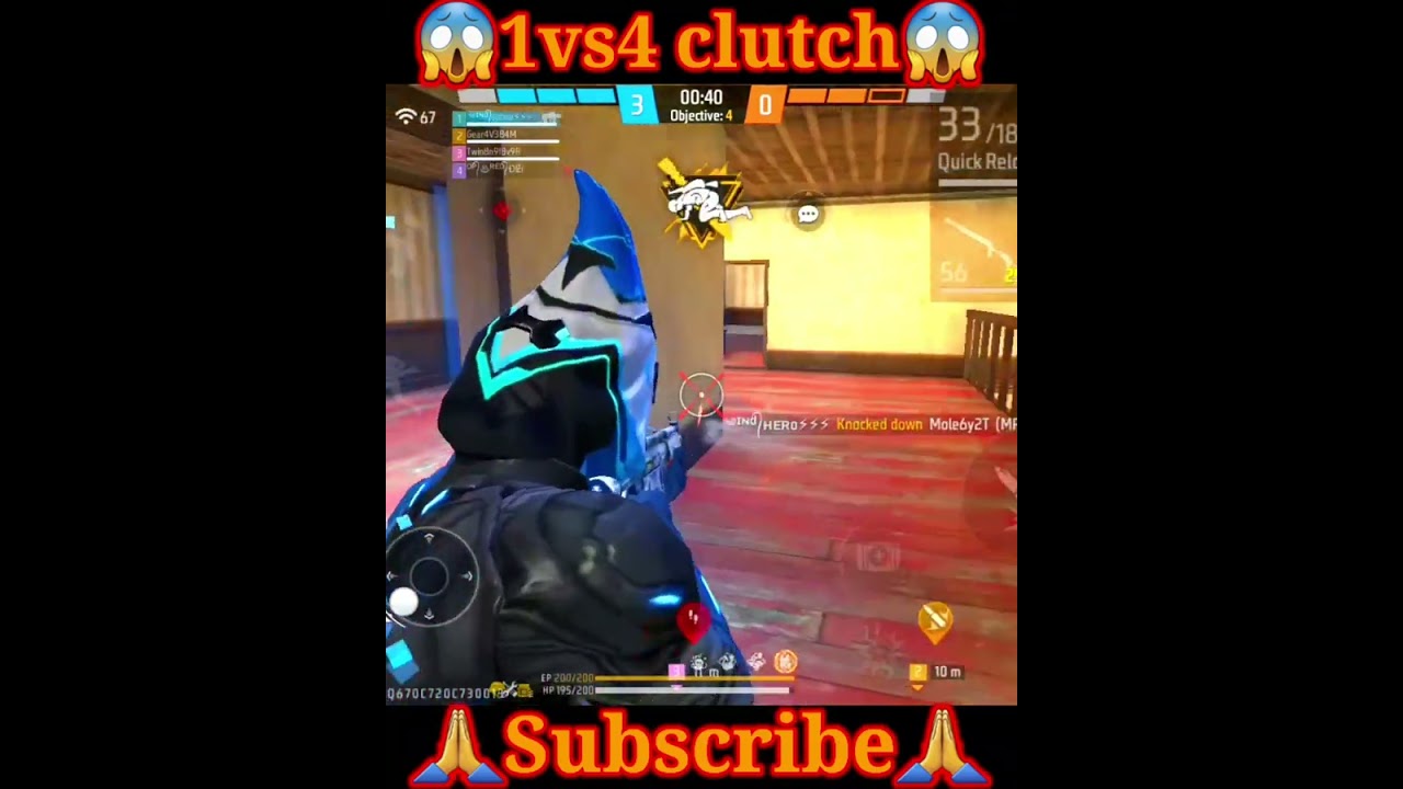 freefire class squad 1vs4 clutch situation😱 only Mp5 gun OP gameplay 