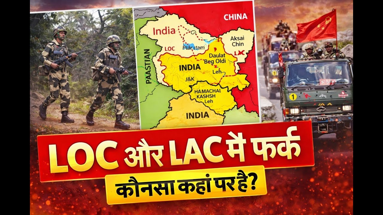 LOC vs LAC Difference in Hindi | India China Pakistan Border 