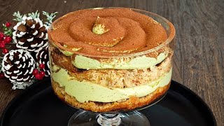 Panettone Pistachio Tiramisu No Bake Creamy Christmas Dessert